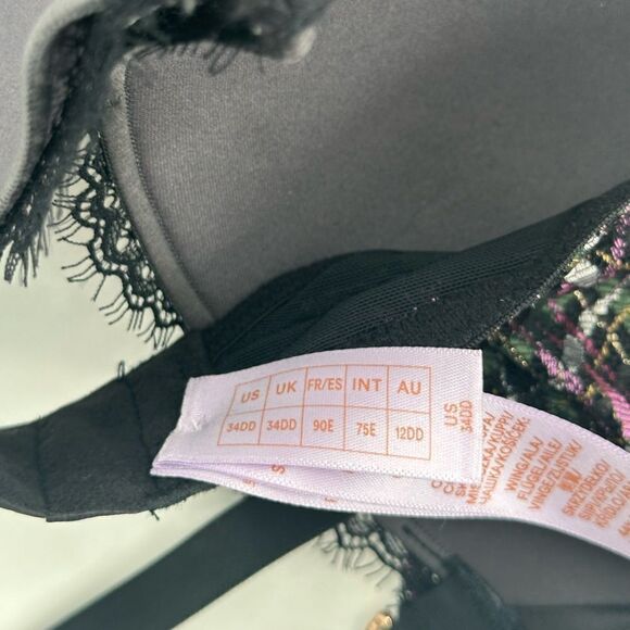 Savage X Fenty Lace Black & Metallic Bras With Green-Gold Bee - Picture 6 of 6